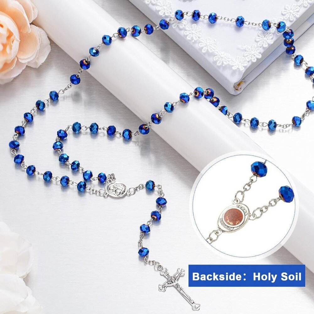 12 Pcs Catholic Rosary Beads Necklace with Cross Prayer Gifts with Organza Bags - Picture 4 of 7